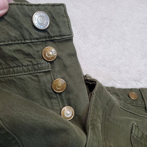 NWT We the Free Olive Green High Rise Wide Leg Palmer Cuffed Jeans 30 - Picture 2 of 13